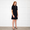 Goat Navy Collared Short Sleeve Shift Dress