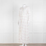 LoveShackFancy White Pink Tulip Lace Trim Maxi Dress
