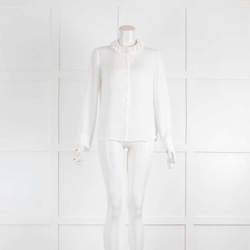 Claudie Pierlot White Frill Collar Long Sleeve Blouse