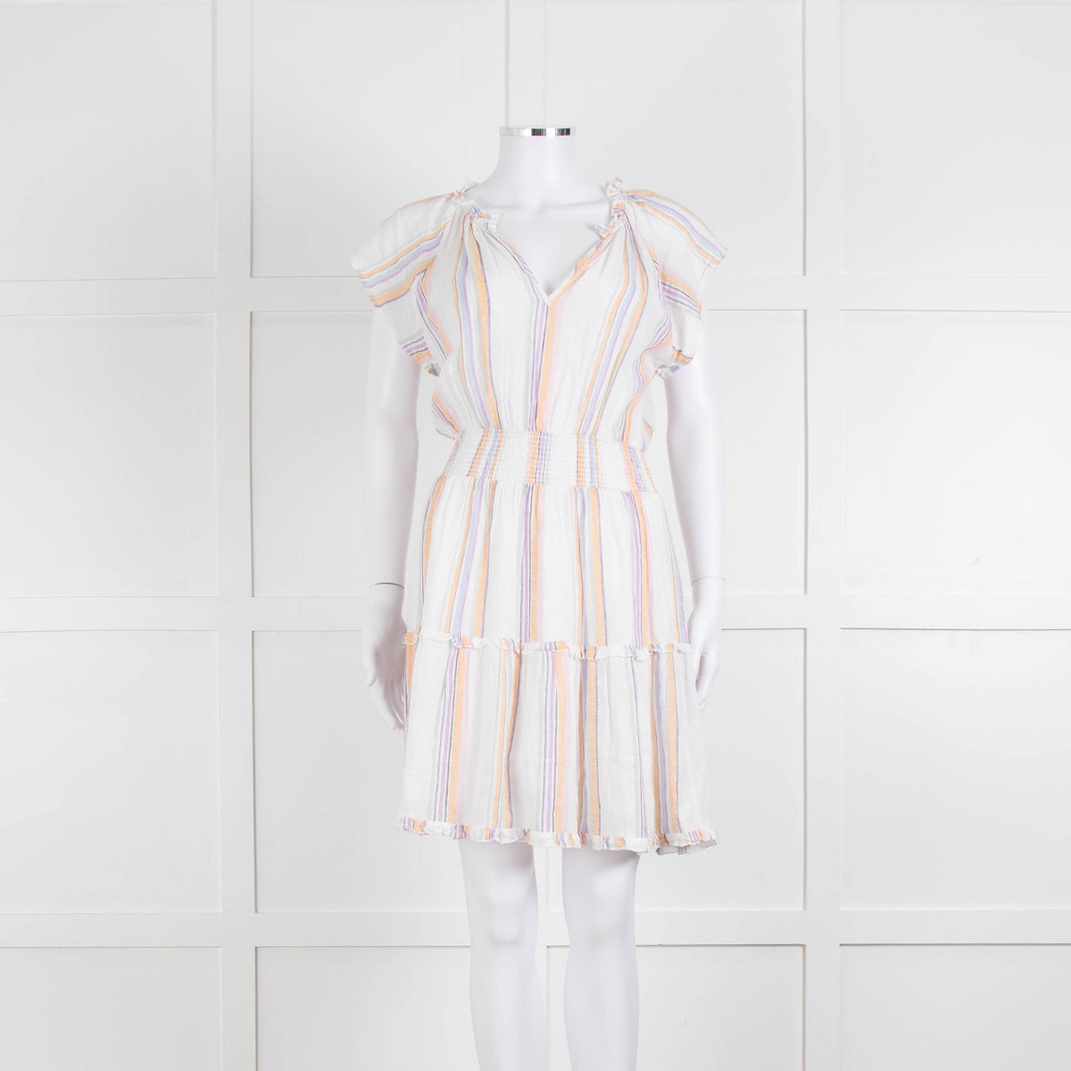 Rails White Orange Purple Striped Cotton Sun Dress