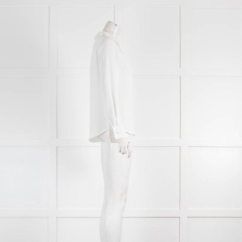 Claudie Pierlot White Frill Collar Long Sleeve Blouse