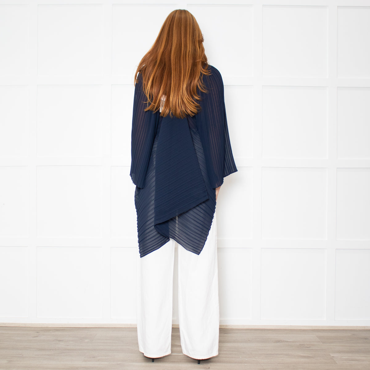 Roland Mouret Blue Pleat Kemper Top With Gold Neck Tie