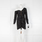 Self-Portrait Black Sequin One Shoulder Mini Dress