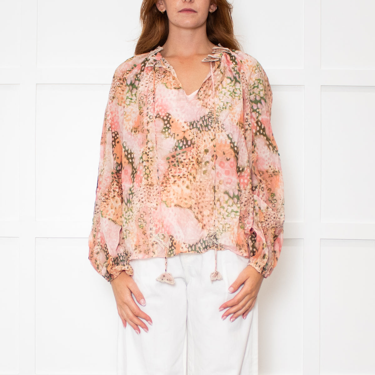 Dreamcatcher Pink Multi Print Butterfly Embelleshment Blouse