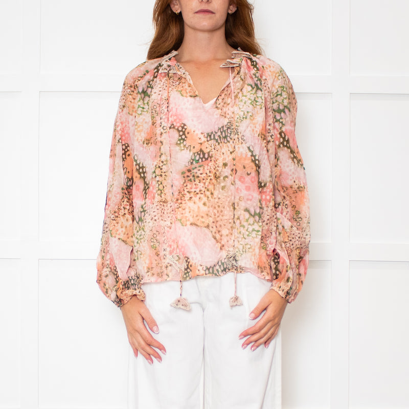 Dreamcatcher Pink Multi Print Butterfly Embelleshment Blouse