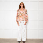 Dreamcatcher Pink Multi Print Butterfly Embelleshment Blouse
