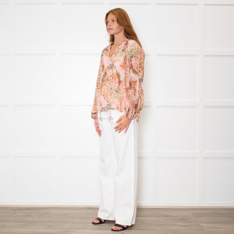 Dreamcatcher Pink Multi Print Butterfly Embelleshment Blouse