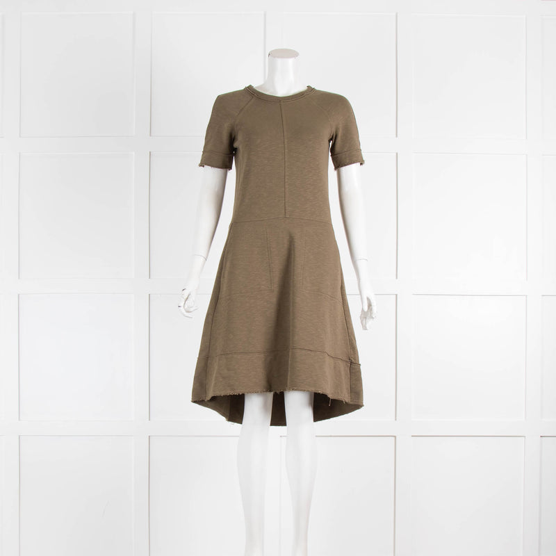 Me Em Khaki Cotton Front Pocket Short Sleeve Mini Dress