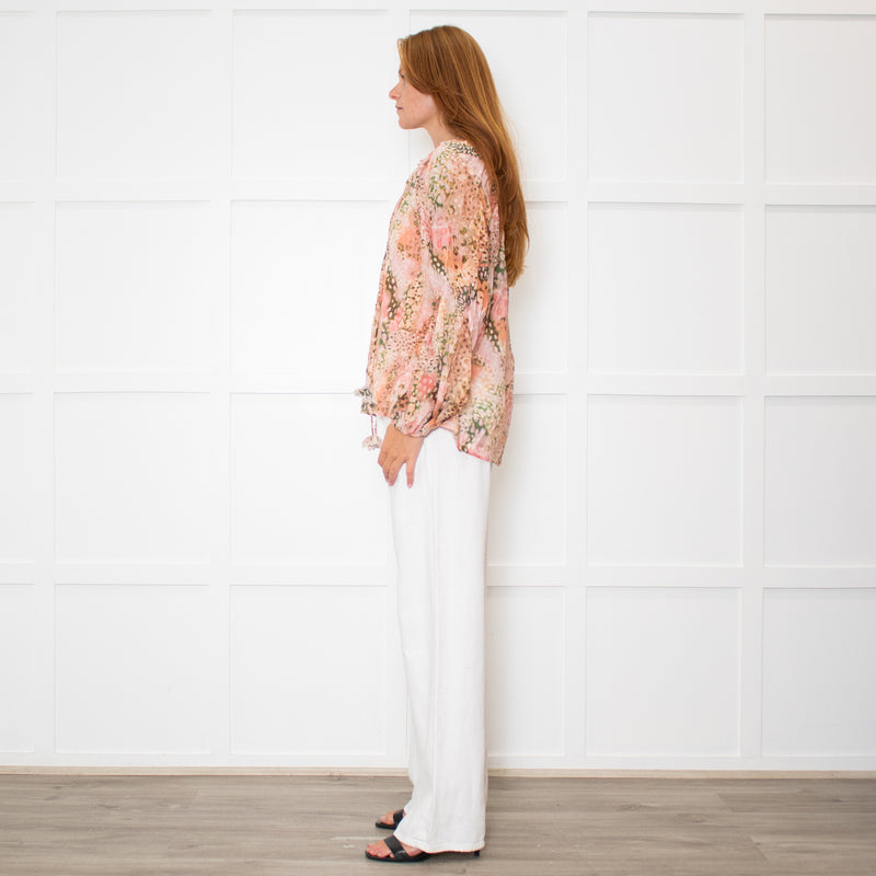 Dreamcatcher Pink Multi Print Butterfly Embelleshment Blouse