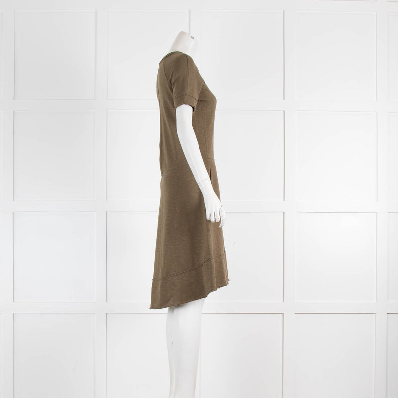 Me Em Khaki Cotton Front Pocket Short Sleeve Mini Dress