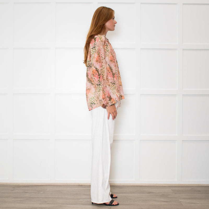 Dreamcatcher Pink Multi Print Butterfly Embelleshment Blouse