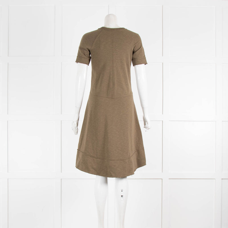 Me Em Khaki Cotton Front Pocket Short Sleeve Mini Dress