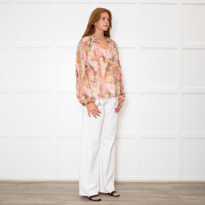 Dreamcatcher Pink Multi Print Butterfly Embelleshment Blouse