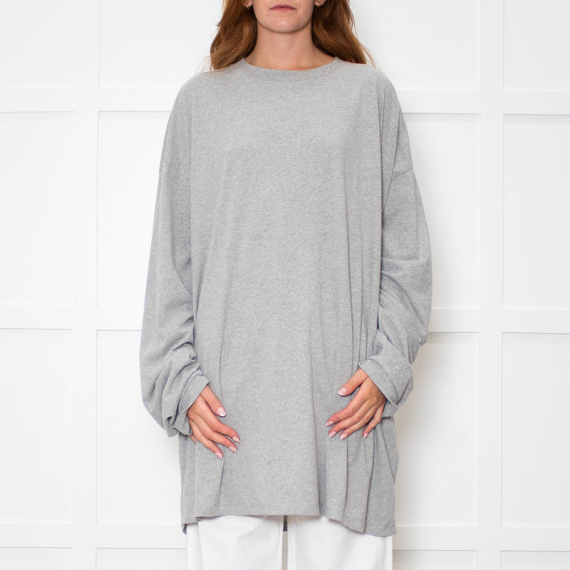 Raey Oversized Grey Cotton Long Sleeve Top