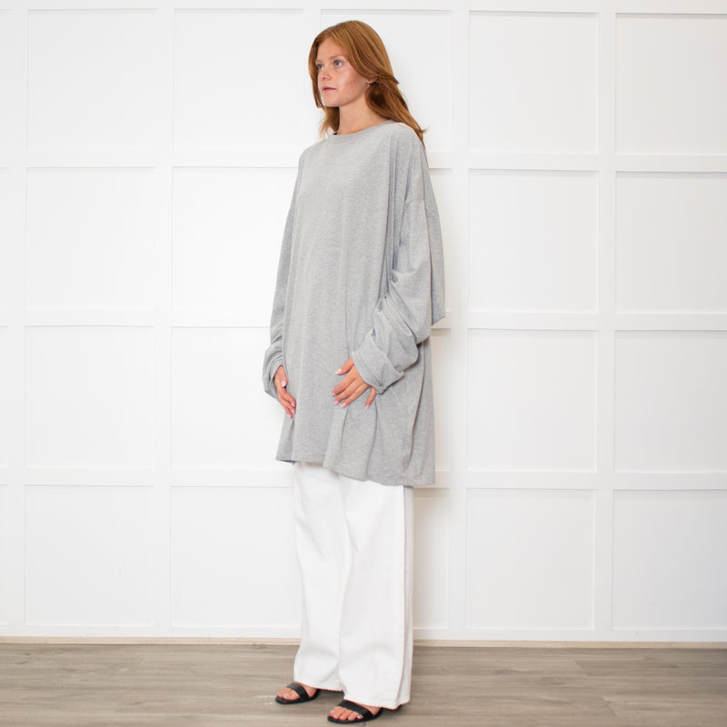 Raey Oversized Grey Cotton Long Sleeve Top