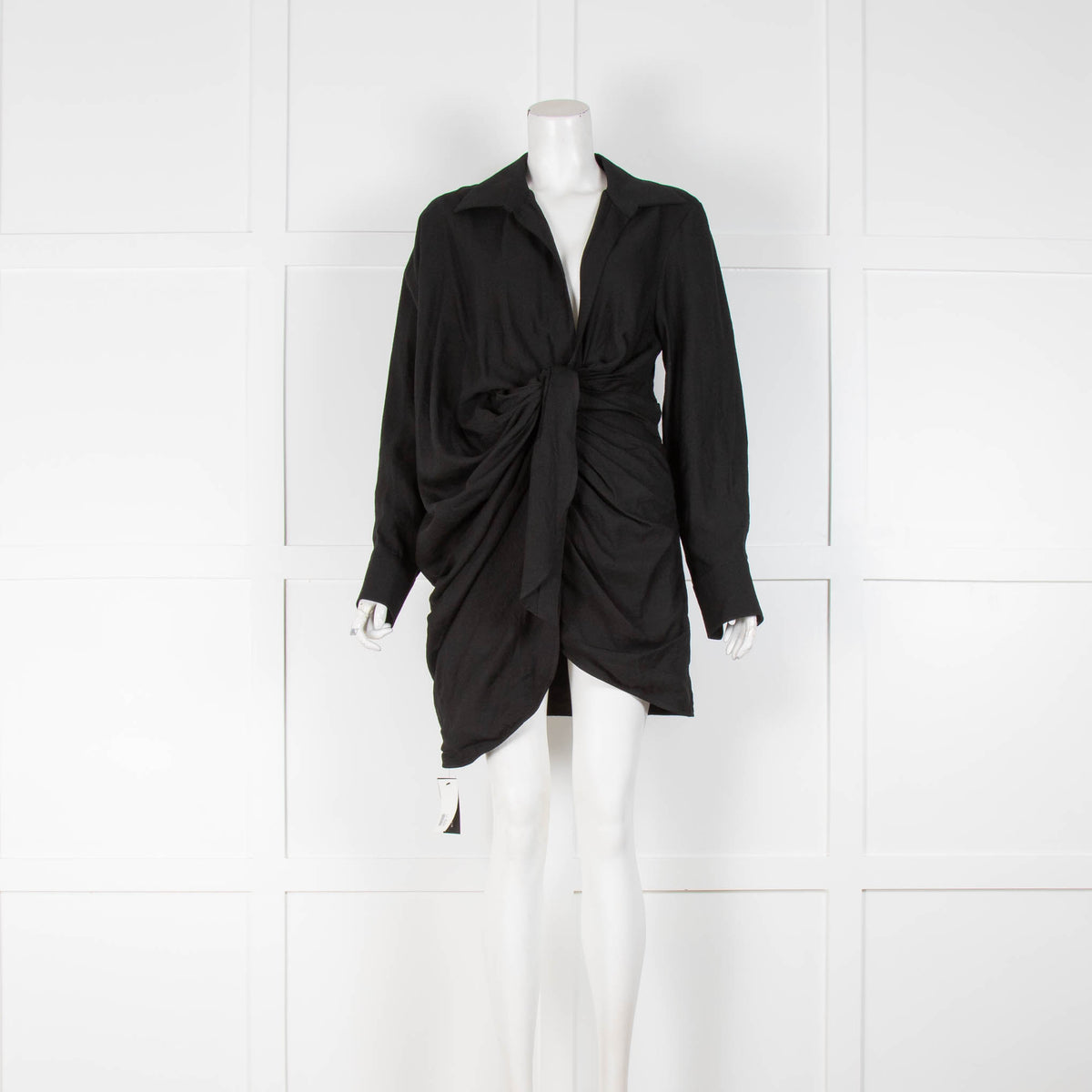 Jacquemus Black Draped Bahia Mini Dress