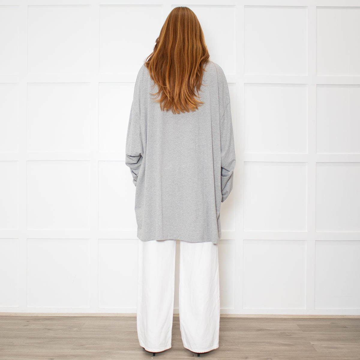 Raey Oversized Grey Cotton Long Sleeve Top