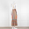 Sundress Peach Yellow Green Striped Lurex Sleeveless Peplum Maxi Dress