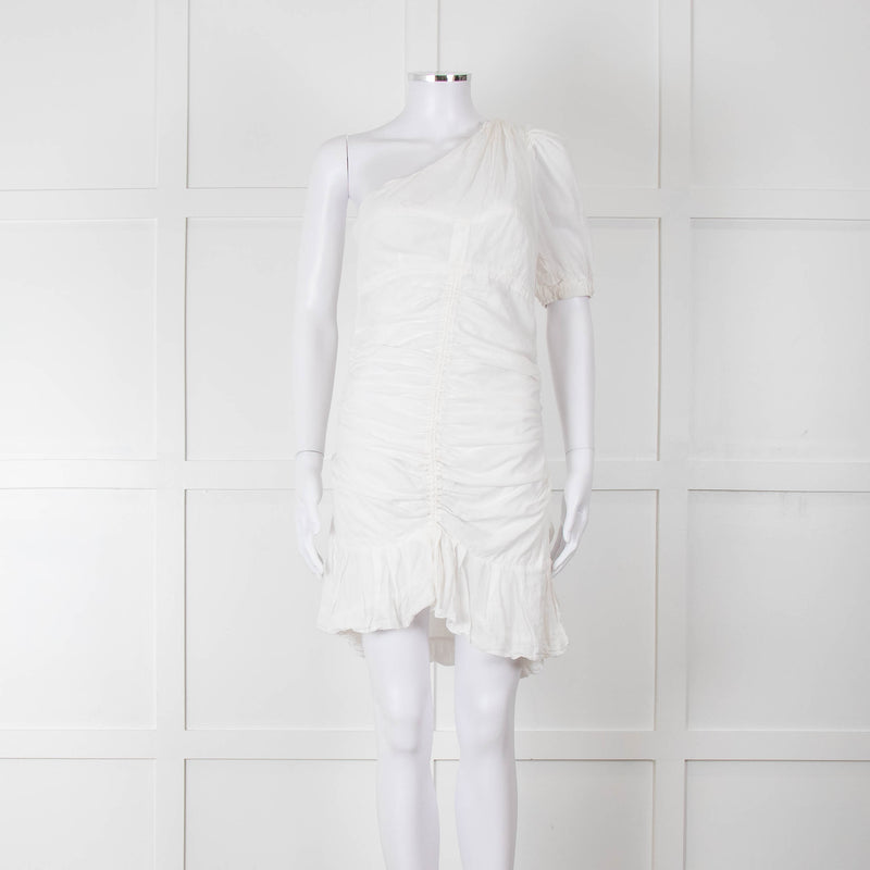 Isabel Marant Etoile White One Shoulder Cotton Mini Dress
