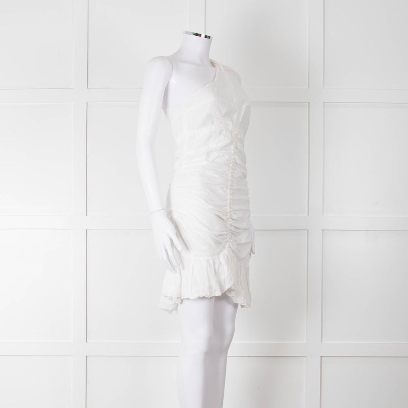 Isabel Marant Etoile White One Shoulder Cotton Mini Dress
