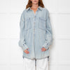 Free People Pale Wash Oversized Denim Shirt