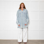 Free People Pale Wash Oversized Denim Shirt