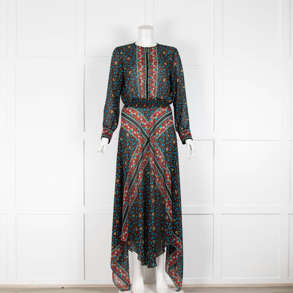 Maje Black Small Floral Print Floaty Dress