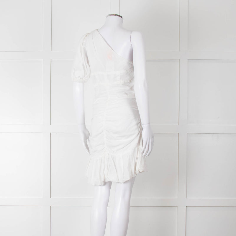 Isabel Marant Etoile White One Shoulder Cotton Mini Dress