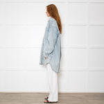 Free People Pale Wash Oversized Denim Shirt