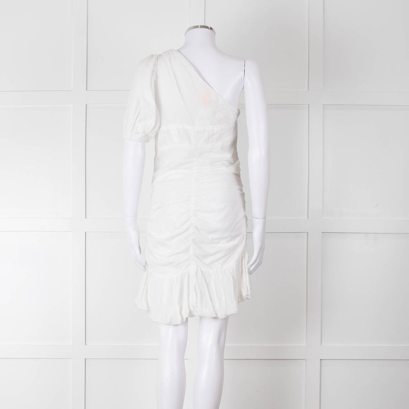Isabel Marant Etoile White One Shoulder Cotton Mini Dress