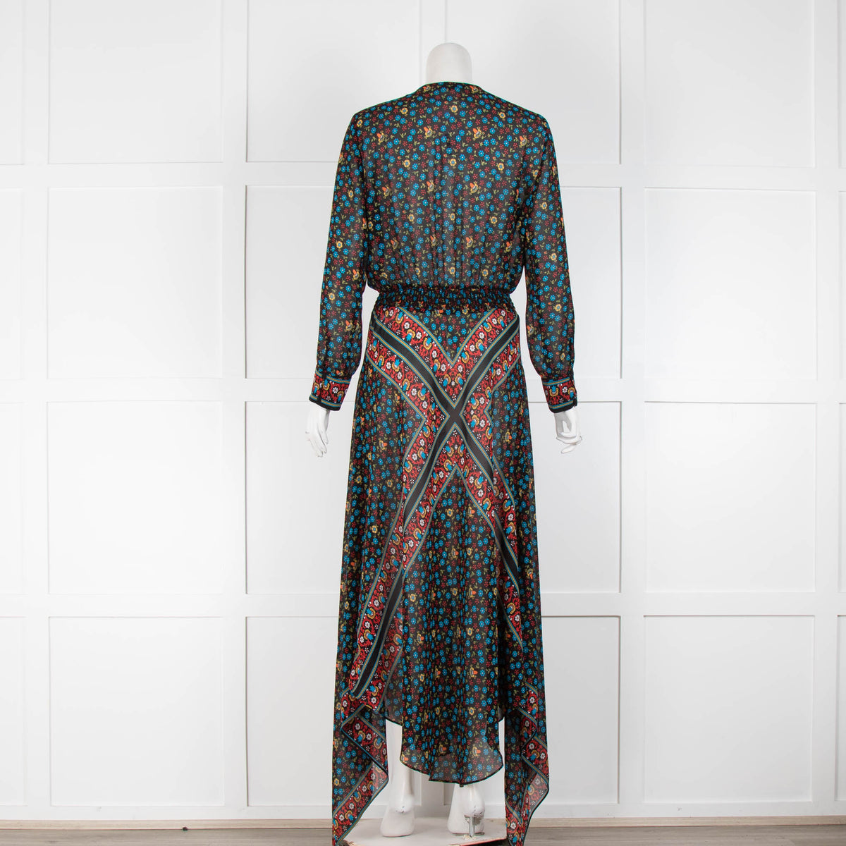 Maje Black Small Floral Print Floaty Dress