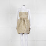 Marco Bologna Gold Jacquard Strapless Bustier Dress