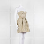 Marco Bologna Gold Jacquard Strapless Bustier Dress