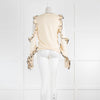 Oscar De La Renta Cream Black Trim Raffle Cut Out Sweater