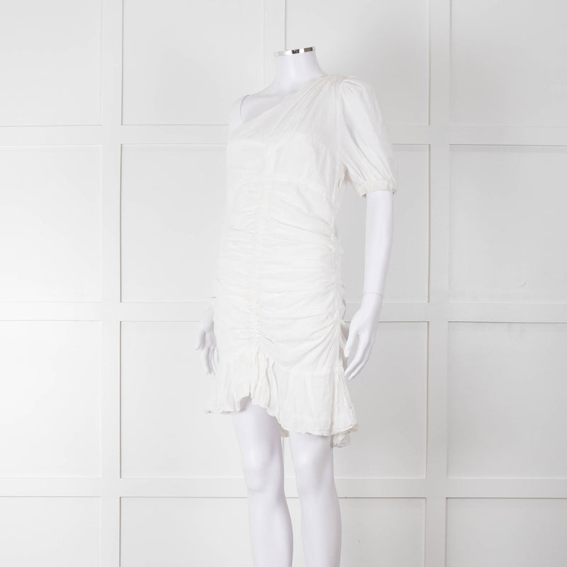 Isabel Marant Etoile White One Shoulder Cotton Mini Dress