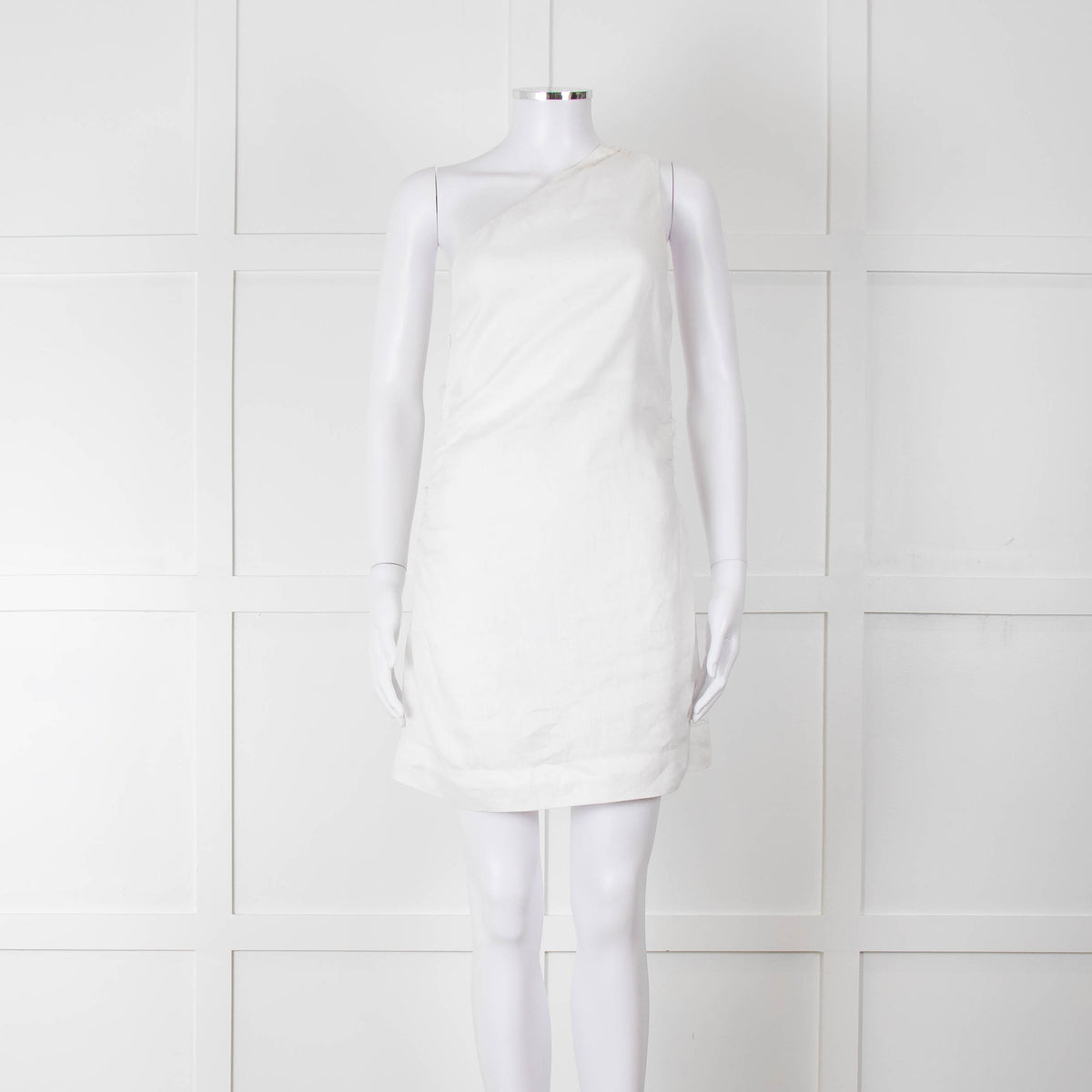 Faithful The Brand White Linen One Shoulder Dress