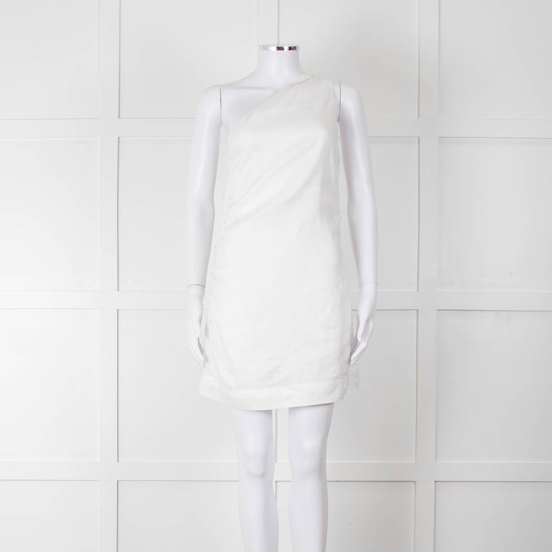 Faithful The Brand White Linen One Shoulder Dress