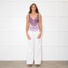 Amen Sheer Net Vest Top With Purple Seqiuns