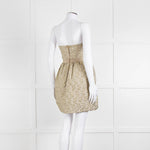 Marco Bologna Gold Jacquard Strapless Bustier Dress