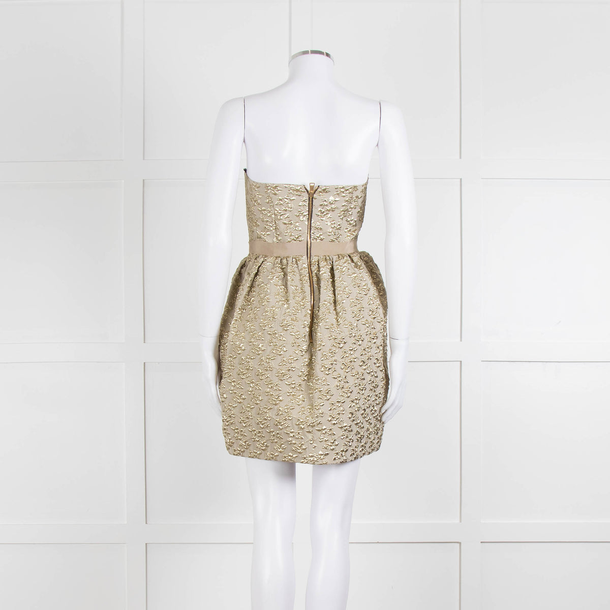 Marco Bologna Gold Jacquard Strapless Bustier Dress
