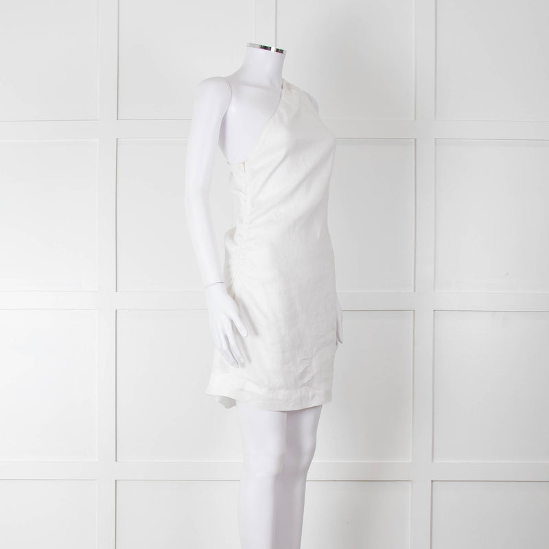 Faithful The Brand White Linen One Shoulder Dress