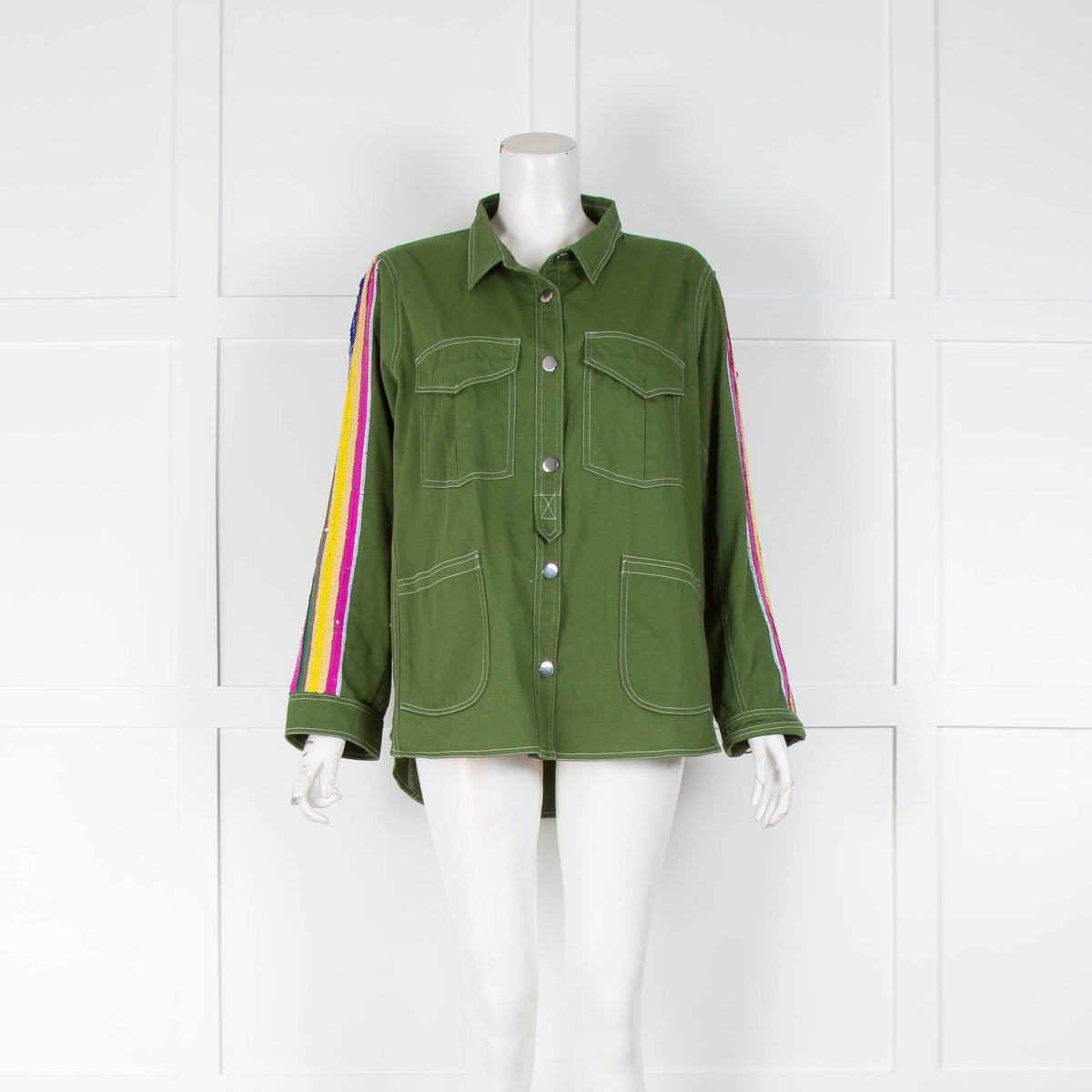 Vilagallo Green Jacket Sequin Arm Stripe