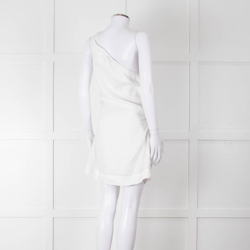 Faithful The Brand White Linen One Shoulder Dress