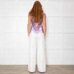 Amen Sheer Net Vest Top With Purple Seqiuns