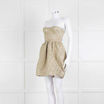 Marco Bologna Gold Jacquard Strapless Bustier Dress