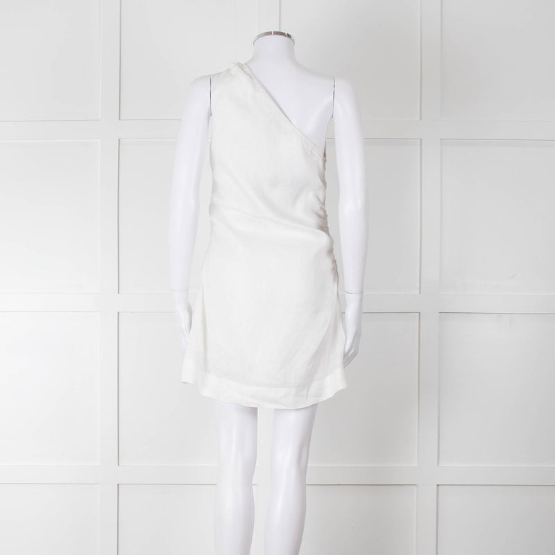 Faithful The Brand White Linen One Shoulder Dress