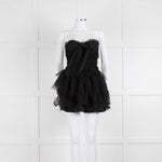 LoveShackFancy Black Tulle Strapless Faron Mini Dress