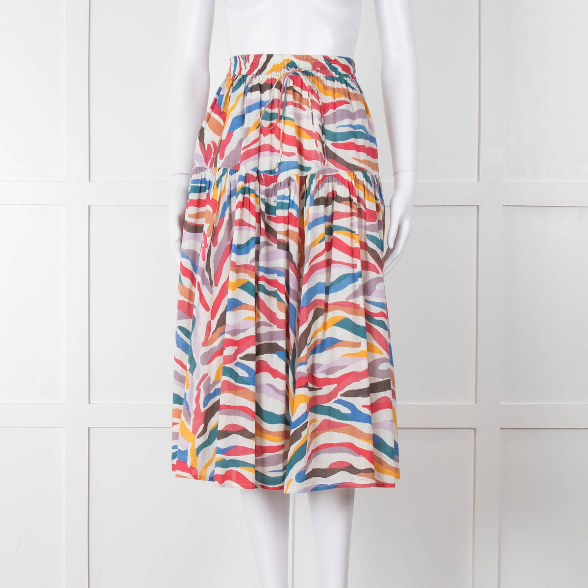 Leon & Harper Multi Coloured Tiered Tie Waist Skirt
