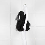 LoveShackFancy Black Tulle Strapless Faron Mini Dress