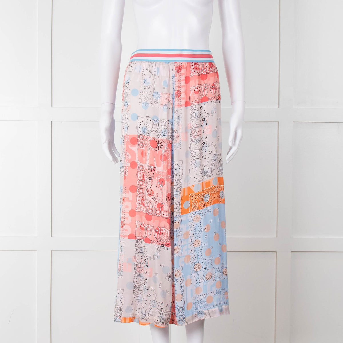 Marc Cain Sports Blue Multi Print Stretch Waist Skirt